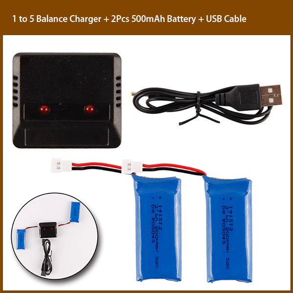 2pcs 37V 500mAh Battery and 2 in 1 Charger for Syma X5C Hubsan H107 H107C H107D JXD 385 Udi U941 U941A